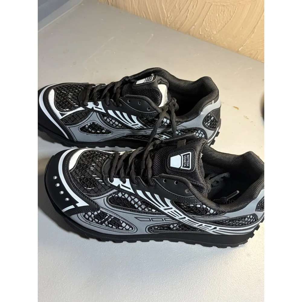 Bottega Veneta Black and White Men's Runner Mesh Sneakers
